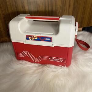 Vintage 1980’s Coleman Plastic Cooler Sport In Red And White